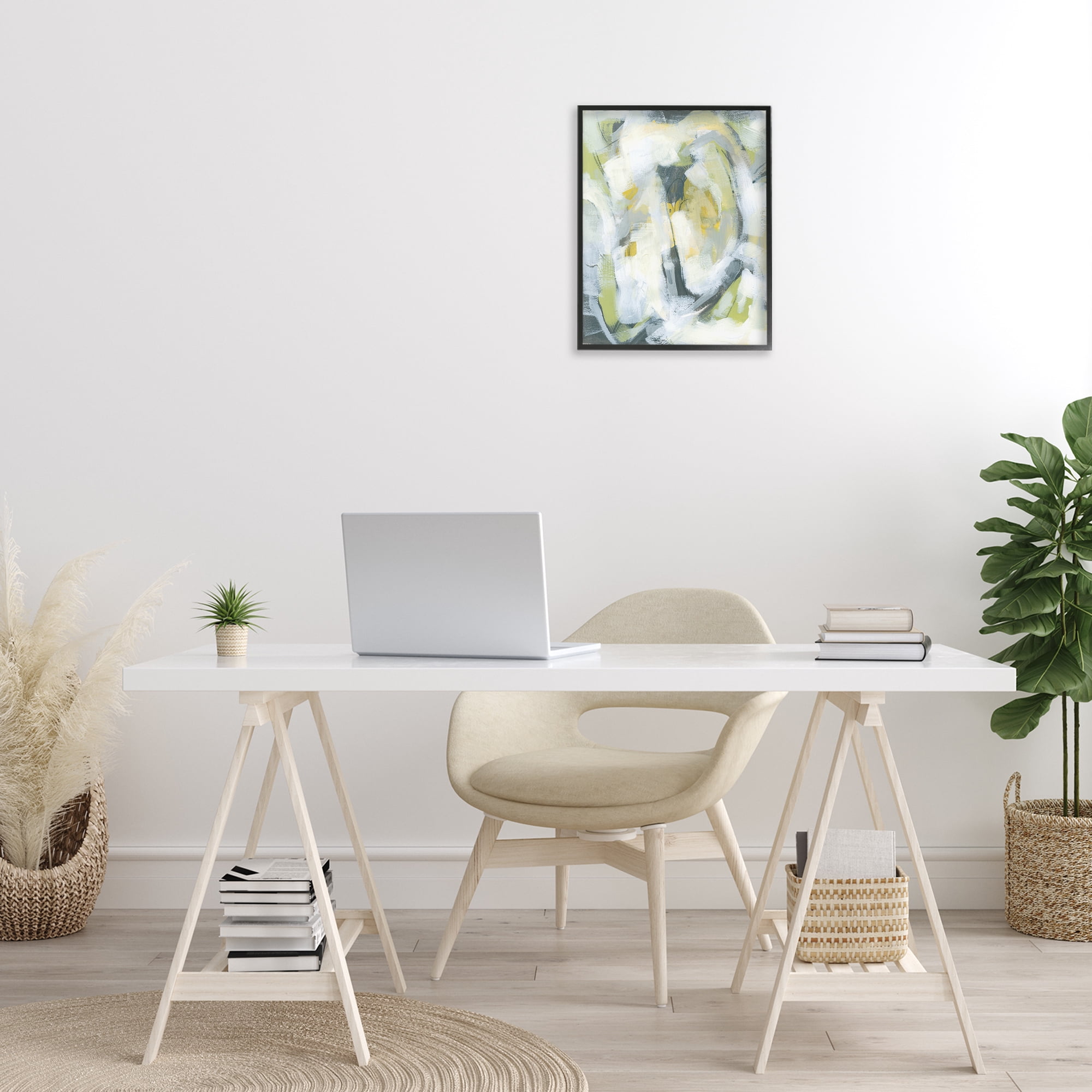Stupell Industries Complex Abstract Distortion Abstract Painting Black Framed Art Print Wall Art, 16 x 20