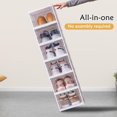 thumbnail image 4 of Shoe Organizer, Shoe Storage Cabinet Boxes Clear Plastic Stackable Collapsible Shoe Racks No Installation White (3 Tier), 4 of 8