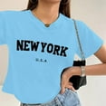 thumbnail image 2 of Womens Tshirt Crop Short Sleeve Printed Casual Summer Loose Womens Summer Tops Light Blue M, 2 of 5