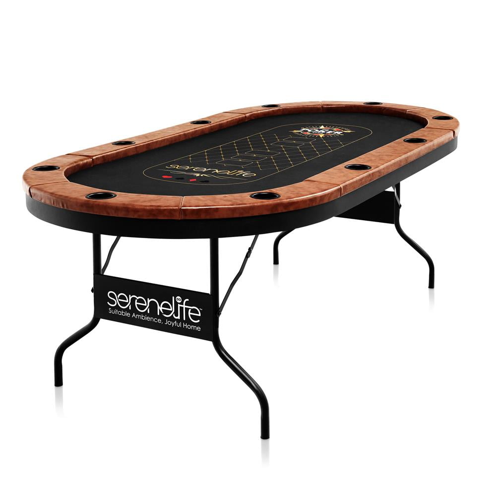 SereneLife Foldable and Portable Poker/Casino Game Table with Cushioned