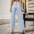 thumbnail image 5 of EDFBUYKRS Female Women Pants Casual Teacher Pants Petite Women Ladies Solid Loose Wide Leg Ripped Jeans Denim Pants Trousers M, 5 of 9