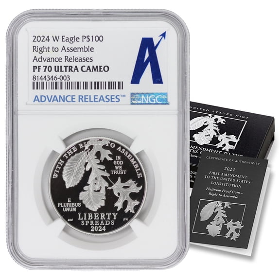 2024-W $100 Platinum Eagle NGC PF70 Ultra Cameo Advanced Release with Original Government Packaging U.S. Mint Coin