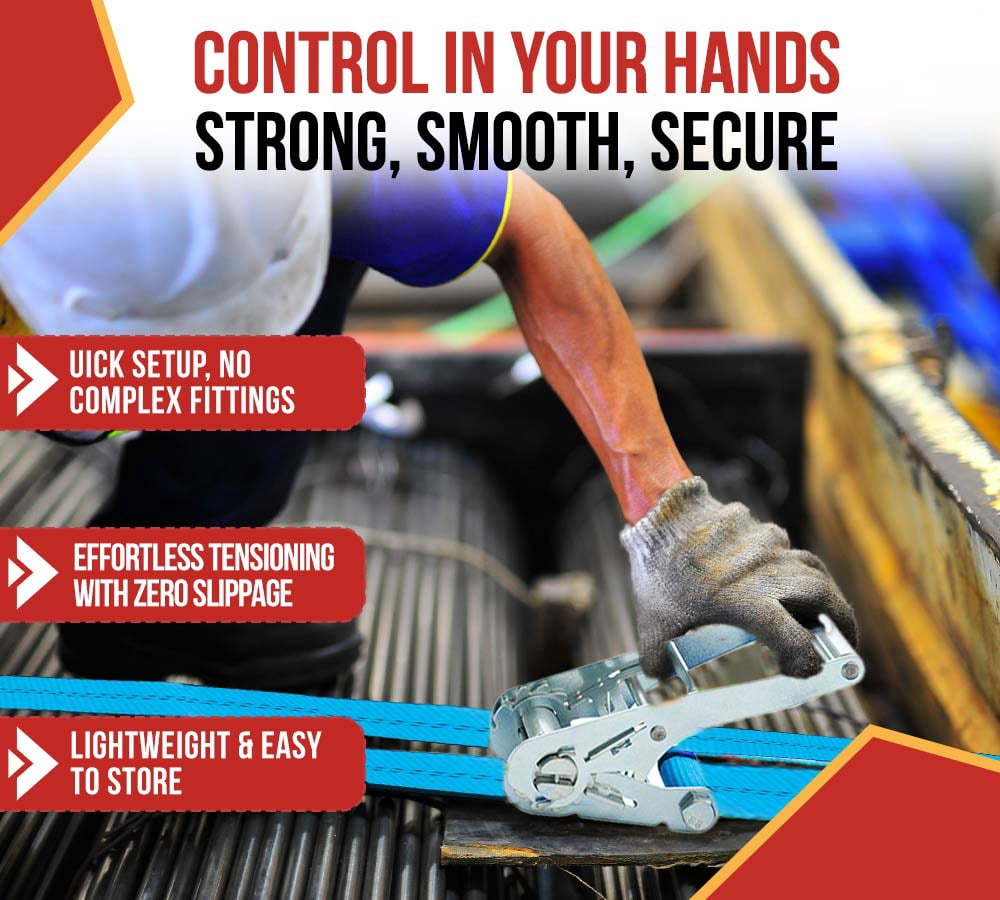 4 Inch x 30 Ft Endless Ratchet Straps - Heavy Duty Zinc-Coated Blue Ratchet Strap 5,400 lbs Working Load Limit - Endless Cargo Straps to Strap Down Pallets, Pipes, Boxes etc