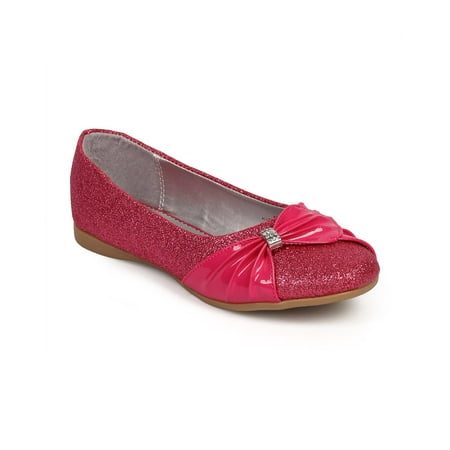 Little Angel DF71 Glitter Round Toe Rhinestone Bow Mary Jane Flat (Toddler / Little Girl / Big Girl)