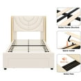 thumbnail image 7 of Homfa Twin Size LED Bed Frame with Storage, Wingback Platform Bed with Velvet Upholstered Headboard, Off-White, 7 of 7