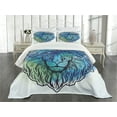 thumbnail image 3 of Ambesonne Lion Quilted Bedspread Set 3 Pcs, Portrait King of Forest, Queen Size, Pale Blue Turquoise, 3 of 5