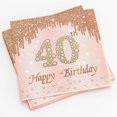 thumbnail image 2 of Calculs 40th Birthday Cocktail Napkins Cheers To 40 Years Rose Gold Tableware Snack/Dessert/Beverage Disposable Napkin 20pk, 2 of 6