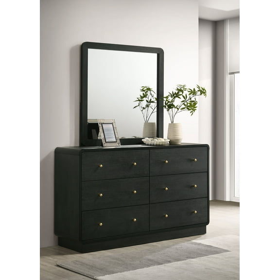 Cavelle 6-drawer Dresser and Mirror Black