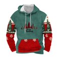thumbnail image 1 of Sudadera con capucha para hombre, informal, con cordón, estampado navideño, deportiva, blusa de poliéster, 1 of 4