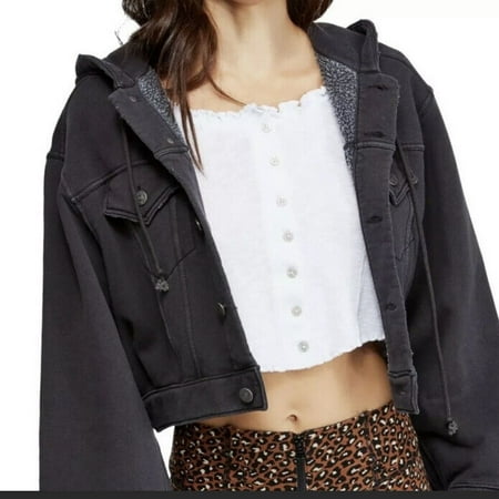 Free People Women's Dreamers Hooded Jacket Gray Size X-Small