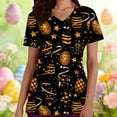 thumbnail image 2 of Blusa médica para mujer, con estampados navideños, cuello en V, manga corta, con bolsillos, 2 of 6