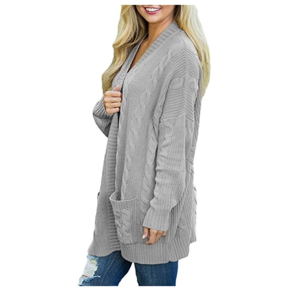 Vedolay Women's Cardigan Sweater Button Down Crew Neck Sweater Knit Cardigan Long Sleeve Gray,S