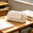 thumbnail image 6 of Veeogra White Front Pocket Cloth Pencil Pouch,Zipper Pencil Pouch,Aesthetic Stylish Case,Stationery Storage Bag,Pen Organizer Case,Utility Tool Pouch,Stationery Supplies Holder,Adult Office Storage, 6 of 7