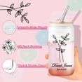 thumbnail image 5 of Personalized Glass Tumbler with Birth Flower & Name - Custom Borosilicate Cup with Bamboo Lid, Glass Straw & Leakproof Seal - Unique Birthday Gifts for Women, Mom, Teacher, Bridesmaid, 5 of 9