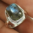 thumbnail image 2 of Labradoratie Genuine Healing Stone Handmade Jewelry, Unique Cool Solitaire Ring, Promise Awesome Boho Hippie jewelry, Organic Friendship Everyday Ring, June Birthstone (Labradorite, Size 7), 2 of 4
