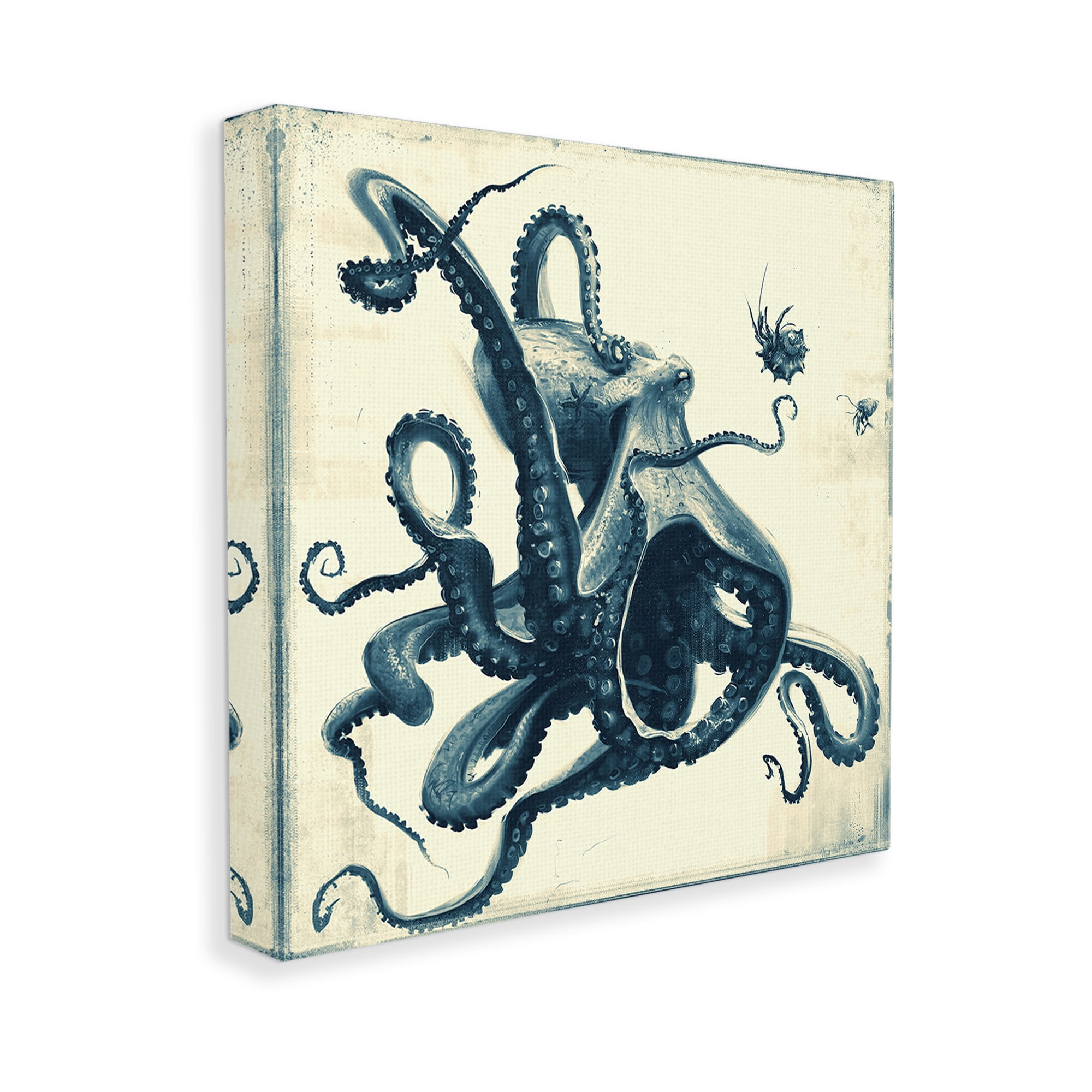 Stupell Industries Vintage Maritime Octopus Animals & Insects Painting Gallery Wrapped Canvas Art Print Wall Art, 36 x 36