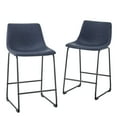 thumbnail image 3 of Walker Edison Full Back Faux Leather Counter Stools, Set of 2, Navy Blue, 3 of 10