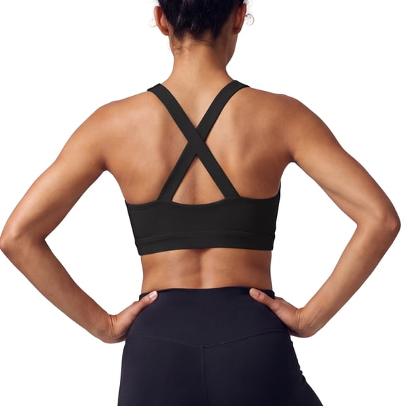 RUNNING GIRL Women's Athletic Sports Bra with Built-In Cups Medium Support Criss Cross Back Workout Yoga Bra for Running Gym Fitness