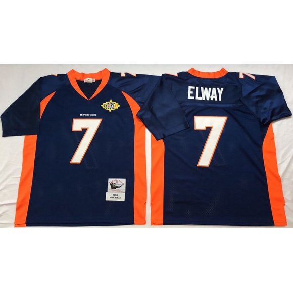 Mens Denver Broncos Elway #7 Vintage Football Jersey Blue