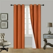 (#32) Hotel Quality Silver Grommet Top, Faux Silk 1 Panel Orange Solid Thermal Foam Lined Blackout Heavy Thick Window Curtain Drapes Grommets 63" Length