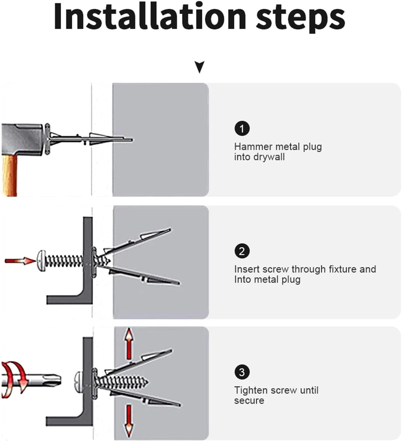 Self Drilling Anchor Screws Self-Drilling Gypsum Expansion Drywall Anchors Carbon Steel Zinc Plated with Self-Tapping Screw Dry Wall Kit