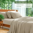 thumbnail image 3 of SONORO KATE 6 Pieces Bamboo Bed Sheets Set, Luxury Rayon Derived - Deep Pockets - Wrinkle Free - Extremely Soft, California King, Beige, 3 of 6