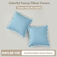 thumbnail image 3 of Fundas de cojín Mayler Yee de algodón y lino festoneadas, color azul, 3 of 6