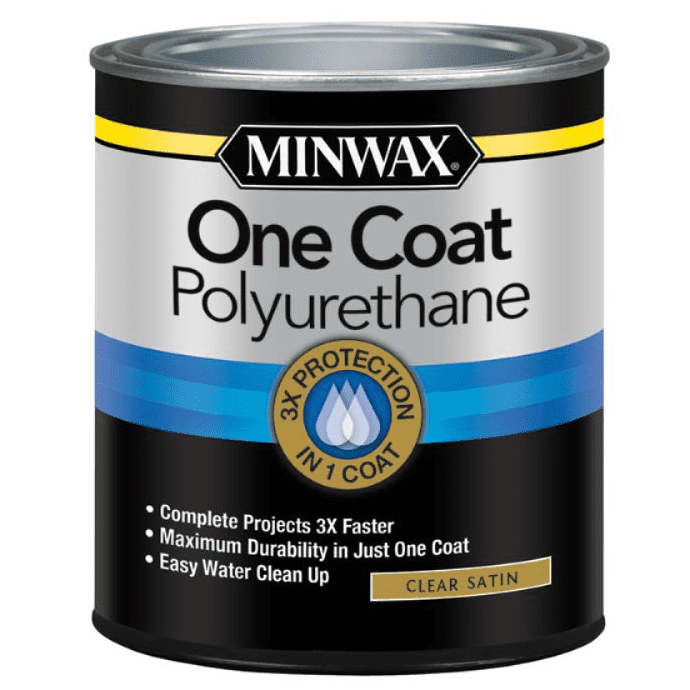 Minwax One Coat Polyurethane, Satin, Clear, 1 Quart Protective Finish