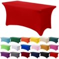 thumbnail image 1 of GFDYREE Spandex Tablecloth 4FT Stretch Table Cover Fitted Rectangular Tables, Universal Stretch Patio Table Cloth for Wedding, Banquet, Party and Event（Red, 4FT, 1 of 7