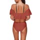 thumbnail image 3 of Traje de baño de 2 piezas para mujer, trajes de baño para mujer, conjunto de traje de baño de dos piezas de un solo hombro con volantes para mujer con tirantes, 3 of 3