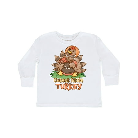 

Inktastic Thanksgiving Cutest Little Turkey with Football Gift Toddler Boy or Toddler Girl Long Sleeve T-Shirt
