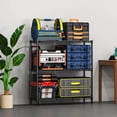 thumbnail image 3 of Homeiju 3-Tier Kitchen Storage Shelf, 29.8" Wide Adjustable Standing Metal Shelving Unit with Removable Wooden Boards, Heavy Duty for Pantry, Bathroom, Garage, Entryway, Plant Stand, 3 of 5