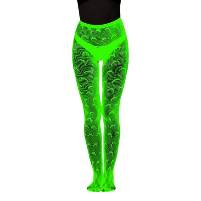 Aocisk Bas Résille Phosphorescents avec Motif Rayé Lumineux, Collants pour Femmes, Tenue de Soirée Nocturne, Bleu Ciel, Taille Unique