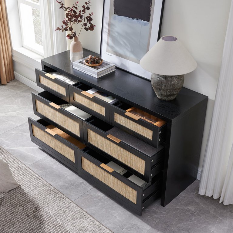 boho dresser and nightstand set HOMES: Inside + Out 3pc Neovesi Wood 2 Oak Curved corners of the table reduce bumping injury 17.71in.W Wooden 1-Drawer Nightstand/End Table(set