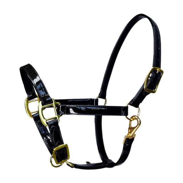 Cabezada para caballos con gancho para barbilla y garganta, ligera y portátil, microfibra y cuero, para concursos, carreras, granjas y prácticas. Negro L