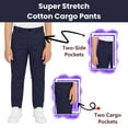 thumbnail image 2 of 2-Pack Boy’s Super Stretch Cotton Cargo Pants – Comfortable & Functional Fit, 2 of 5
