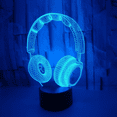 thumbnail image 1 of YSITIAN 3D Illusion Headphone Headset Night Light 7 Colors Changing Nightlight for Bedroom Smart Touch Sensor Optical Illusion Bedside Lamps Home Decoration Kids YT-14851, 1 of 6
