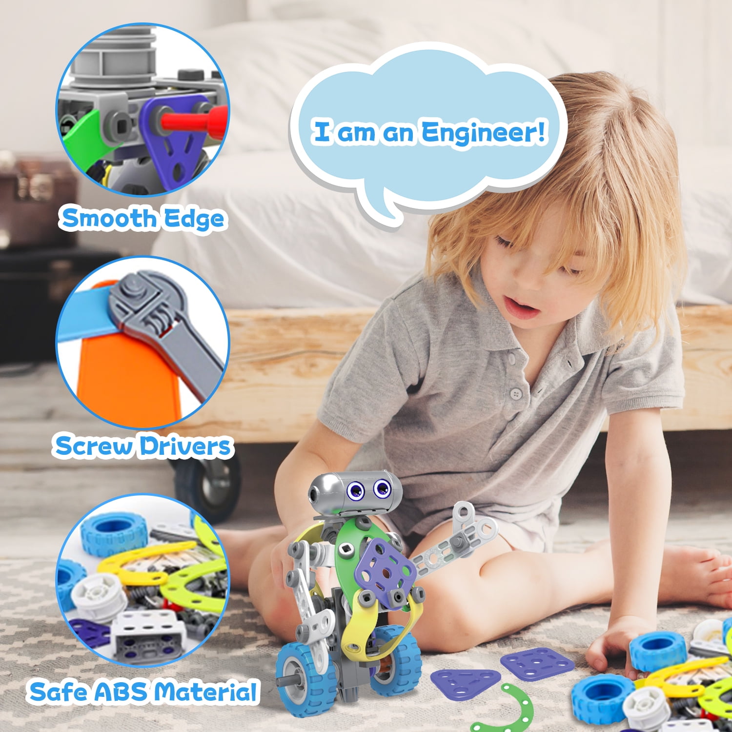 Huge Wave 10-in-1 STEM Building Toys Blocks Kit for Boys, Electric Blocks Sets, Educational Construction Kits Games, Engineering Projects Activities Christmas Gift for Kids Toddler Aged 3-10