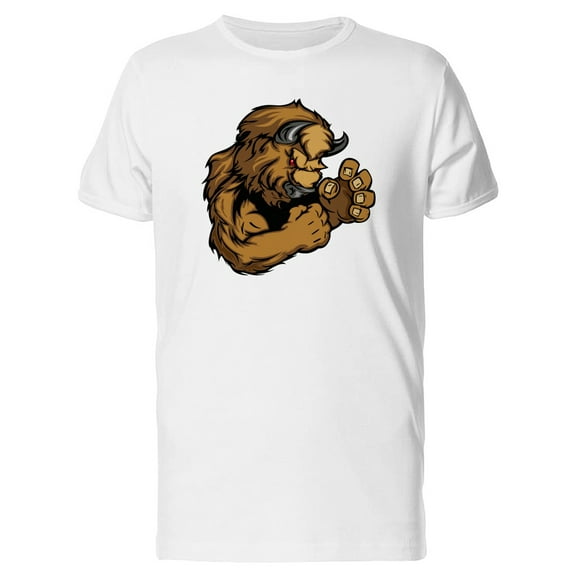 Buffalo Fighting Mascot Cartoon Tee Men's -Image by Shutterstock