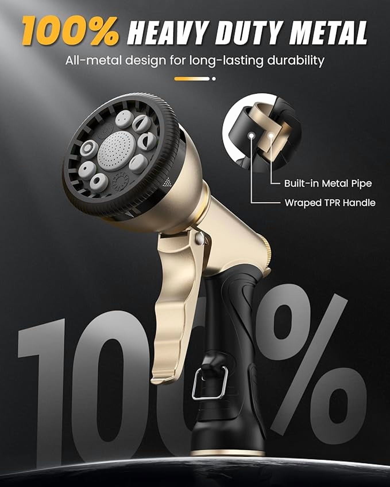 Bamojija Garden Hose Nozzle with 9 Spray Patterns High Pressure Watering Nozzle