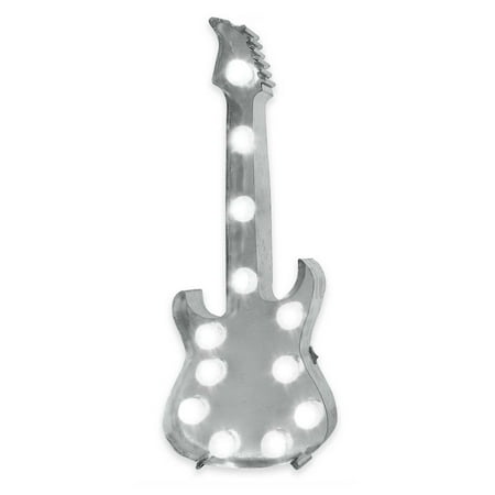 Karen Foster Metal Signs - Loft Living LED Marquee Electric Guitar Metal Wall Art, 20