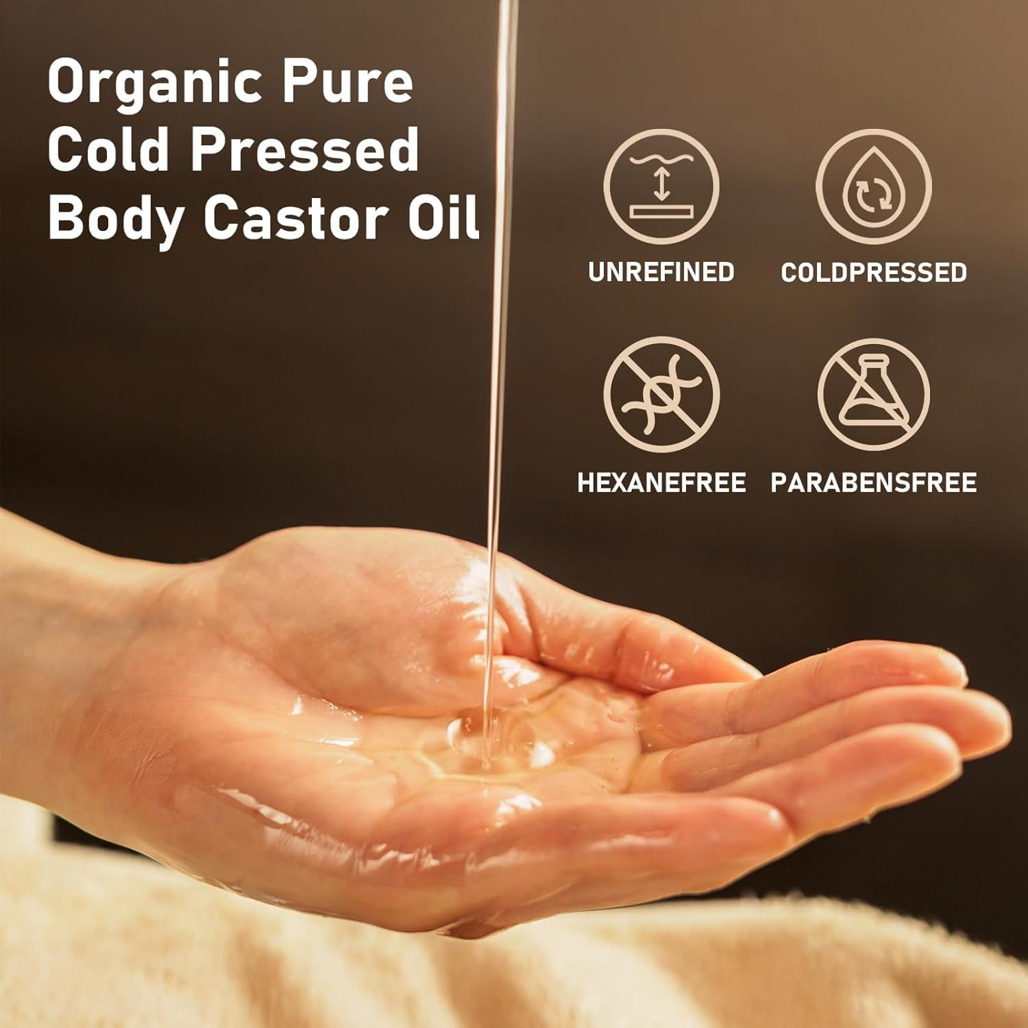 2PC Organic Castor Oil with Rose  Roller, 100% Pure Cold-Pressed, Organic Castor Oil Roll On Rose , Hexane-Free,Amber Glass Bottle for Skin