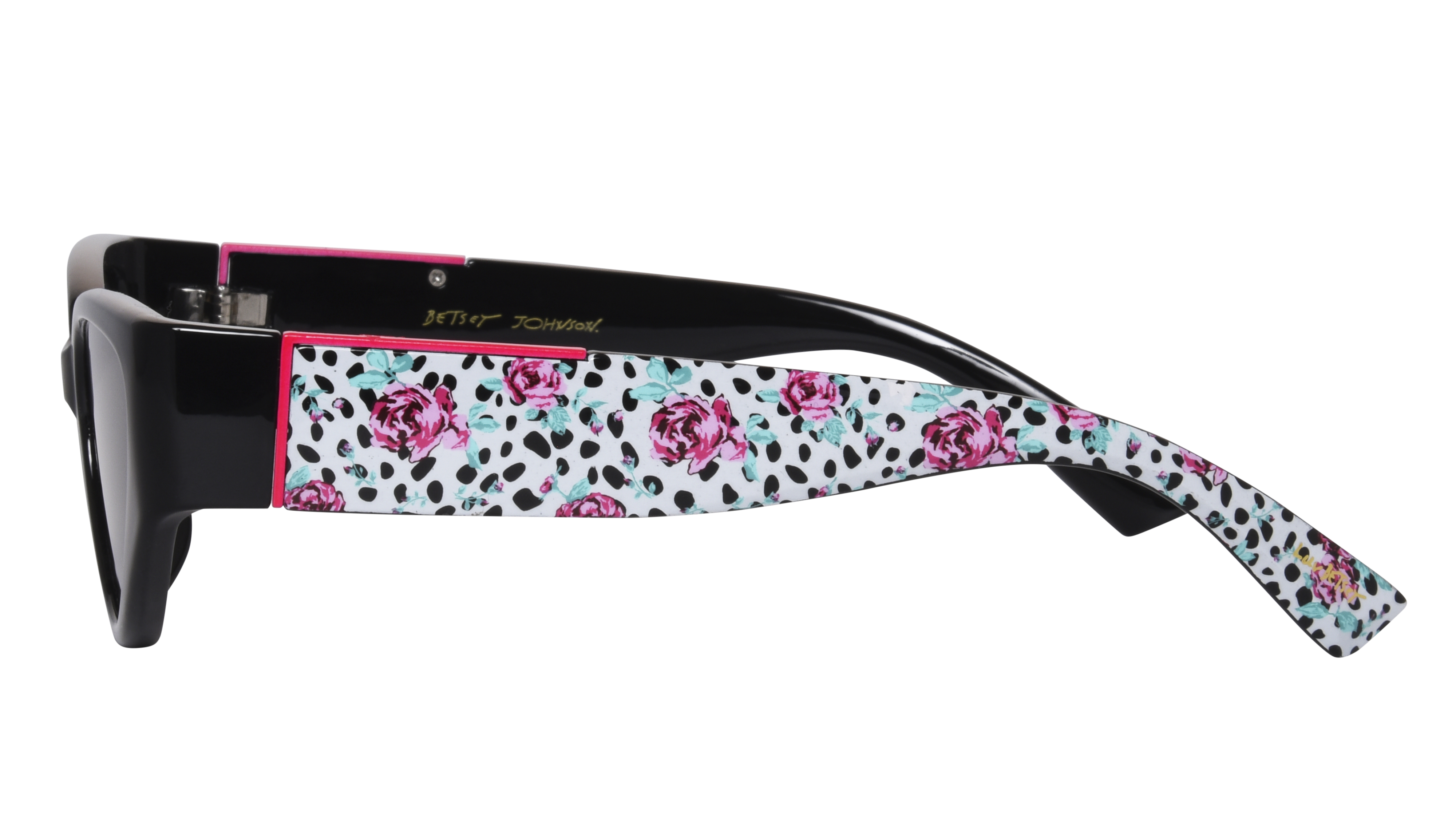 Luv Betsey CateyeBlack with Floral Temples Women's Sunglass