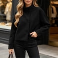 thumbnail image 6 of TtopsQueen Women’s Cropped Wool Blend Coat, Stand Collar Asymmetric Button Closure, Long Sleeve Short Jacket with Side Pockets, Loose Fit Fashion Outerwear for Fall Winter Black,L, 6 of 7