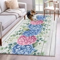 thumbnail image 3 of Area Rug for Living Room, Blue Pink Hydrangea Non-Slip Indoor Large Carpet for Bedroom/Dining Room, Eucalyptus Leaves Wooden Summer Botanical Washable Low-Profile Floor Mat Runner Rugs - 2.7 x 5 Ft, 3 of 7