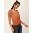 thumbnail image 3 of Moomaya Solid Tops For Women, Square Neck, Smart Chic Short Tops, 3 of 8