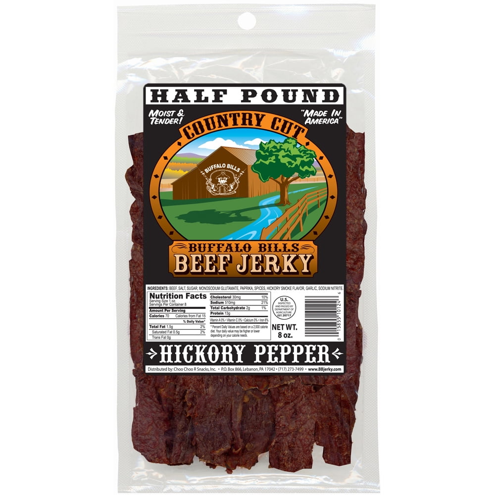 Buffalo Bills 8oz Hickory Pepper Country Cut Beef Jerky – Three 8oz Packs