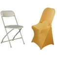 thumbnail image 3 of Efavormart 20 PCS Stretchy Spandex Fitted Folding Chair Cover Dinning Event Slipcover For Wedding Party Banquet Catering - Gold, 3 of 9