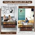 thumbnail image 5 of YYAo Coffee Table Butcher Block Top Large Accent Table,Lift Top Coffee Table Central Table with Drawers and Hidden Compartment for Living Room-Rustic Brown, 5 of 9