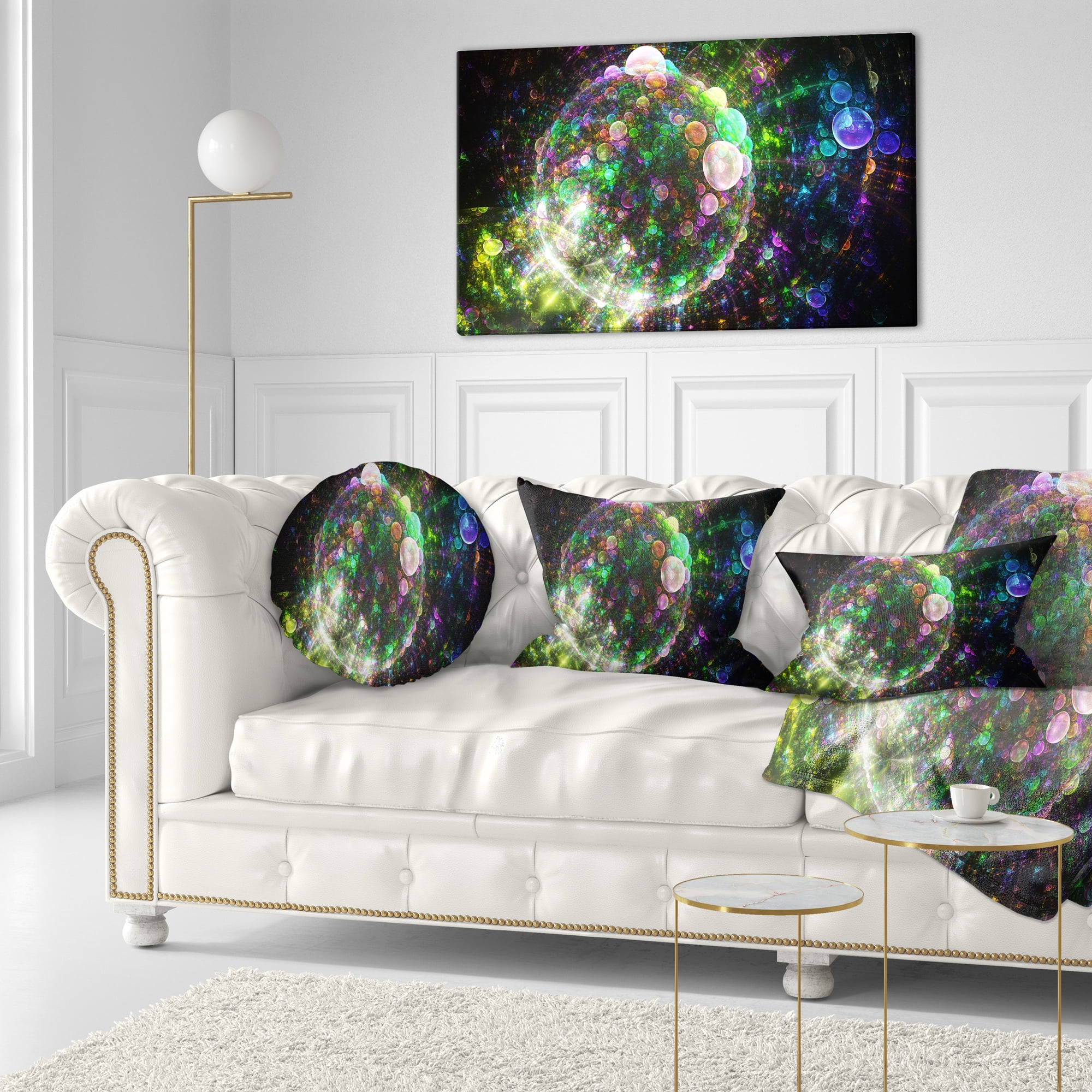 Designart Multi Color Spherical Planet Bubbles - Abstract Throw Pillow - 12x20